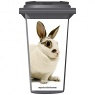 White Rabbit With Brown Eyes Wheelie Bin Sticker Panel